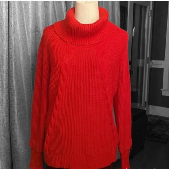 Calvin Klein Ladies Red Cable Knit Sweater Size L NEW WITH TAG! - Picture 3 of 9